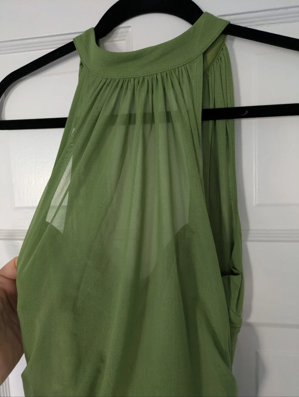 Abercrombie Sheer High Neck Maxi Dress Kiwi Green Size M
